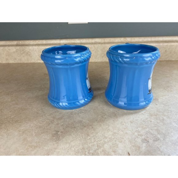 Kingswear Pottery England Schooner Ship Blue Glazed 12 Oz Mug Lot Of Two - Picture 5 of 8